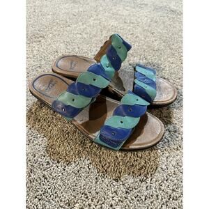 Dansko Women's Size 10.5 41 Blue Leather Double Strap Sandals